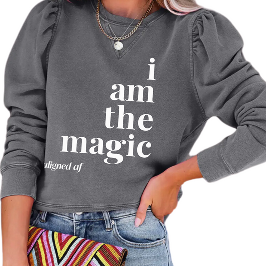 I am the magic Vintage Washed Puff Sleeve Sweatshirt